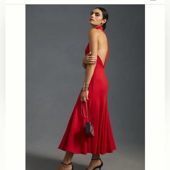 Red Anthropologie halter dress size 2x